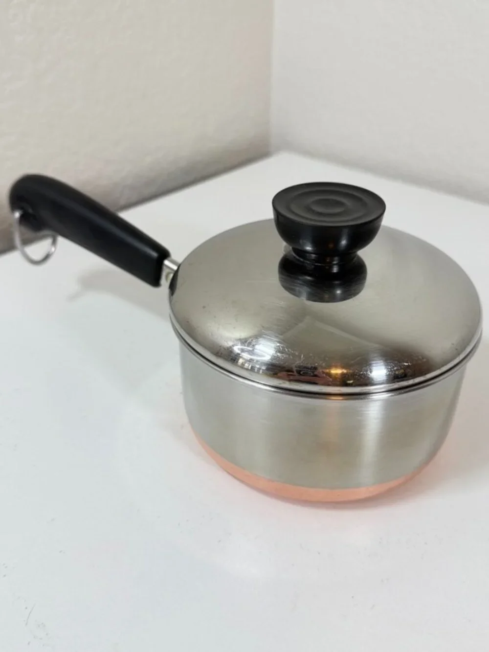 Vintage Revere Ware 3/4 QT -85 Sauce Pan 1801 Copper Bottom Clinton IL USA w/Lid